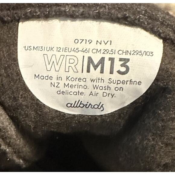 Allbirds Wool Runner WR Mens 13 Merino Wool Dark Gray Sneakers Shoes‎ main image 7